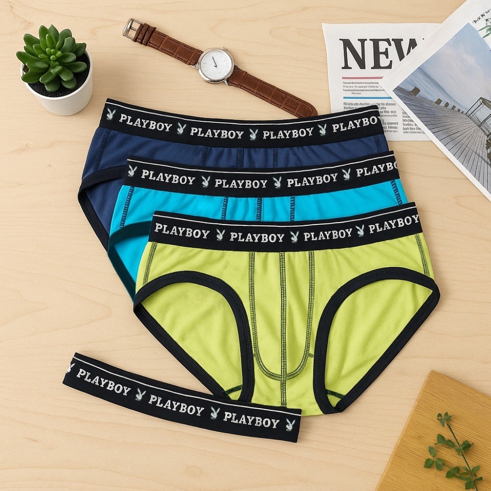 【PLAYBOY】輕涼薄感撞色低腰男三角褲(單件)-細節圖2