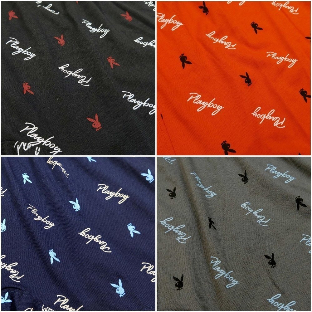 【PLAYBOY】草寫字兔印花透氣針織四角褲(超值4件組)-細節圖3