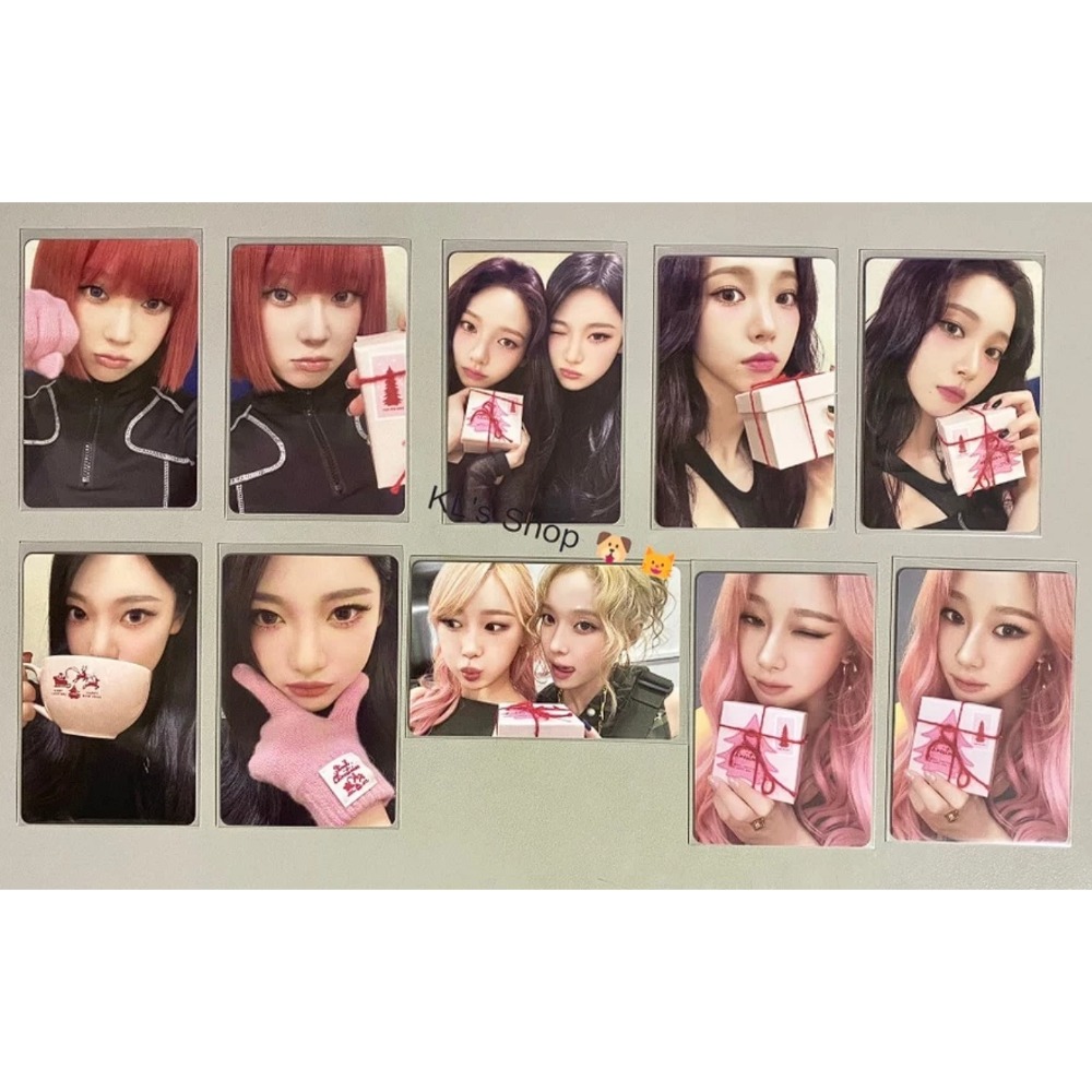現貨 aespa 2024 PINK CHRISTMAS PHOTO CARD 小卡 雙人卡 聖誕 隨機卡包-規格圖5