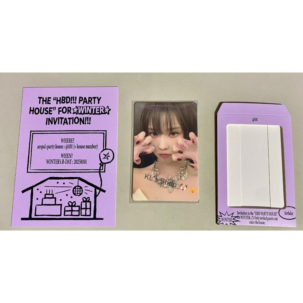 aespa 2025冬天 生日派對 小卡 THE HBD PARTY HOUSE FOR WINTER  化妝包 生日卡-細節圖5