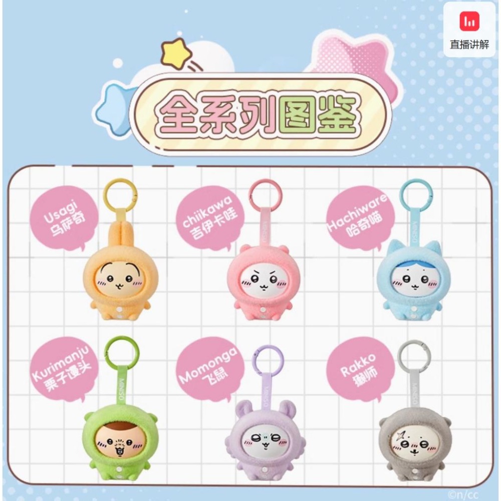 現貨 MINISO 名創優品 吉伊卡哇 Chiikawa 睡衣系列換臉 盲盒 吊飾 小八 獺師-細節圖5