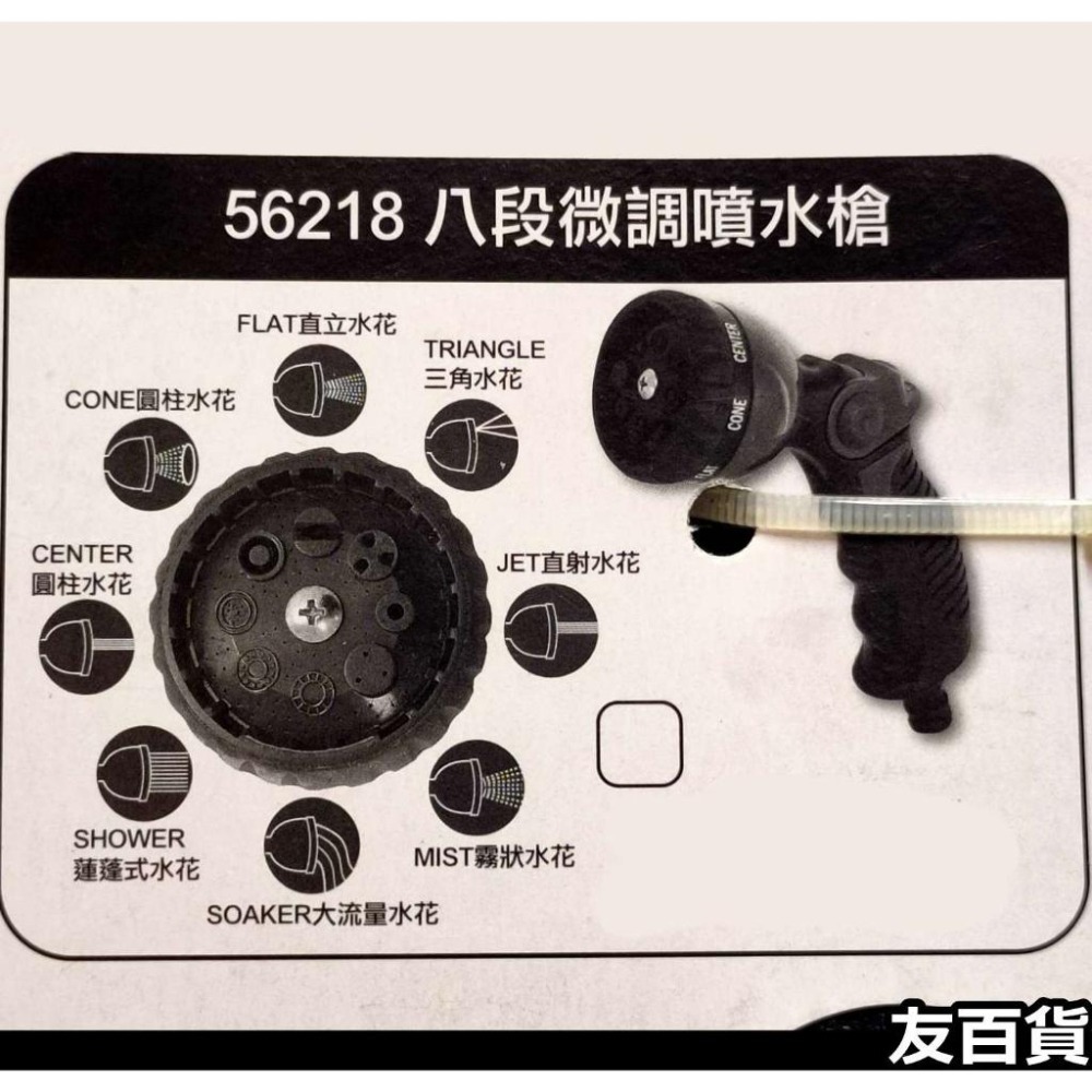 《友百貨》台灣製 神田 八段微調噴水槍 神田噴水槍 花灑 水槍頭 噴水槍頭 洗車水槍 園藝澆花 56218-細節圖4