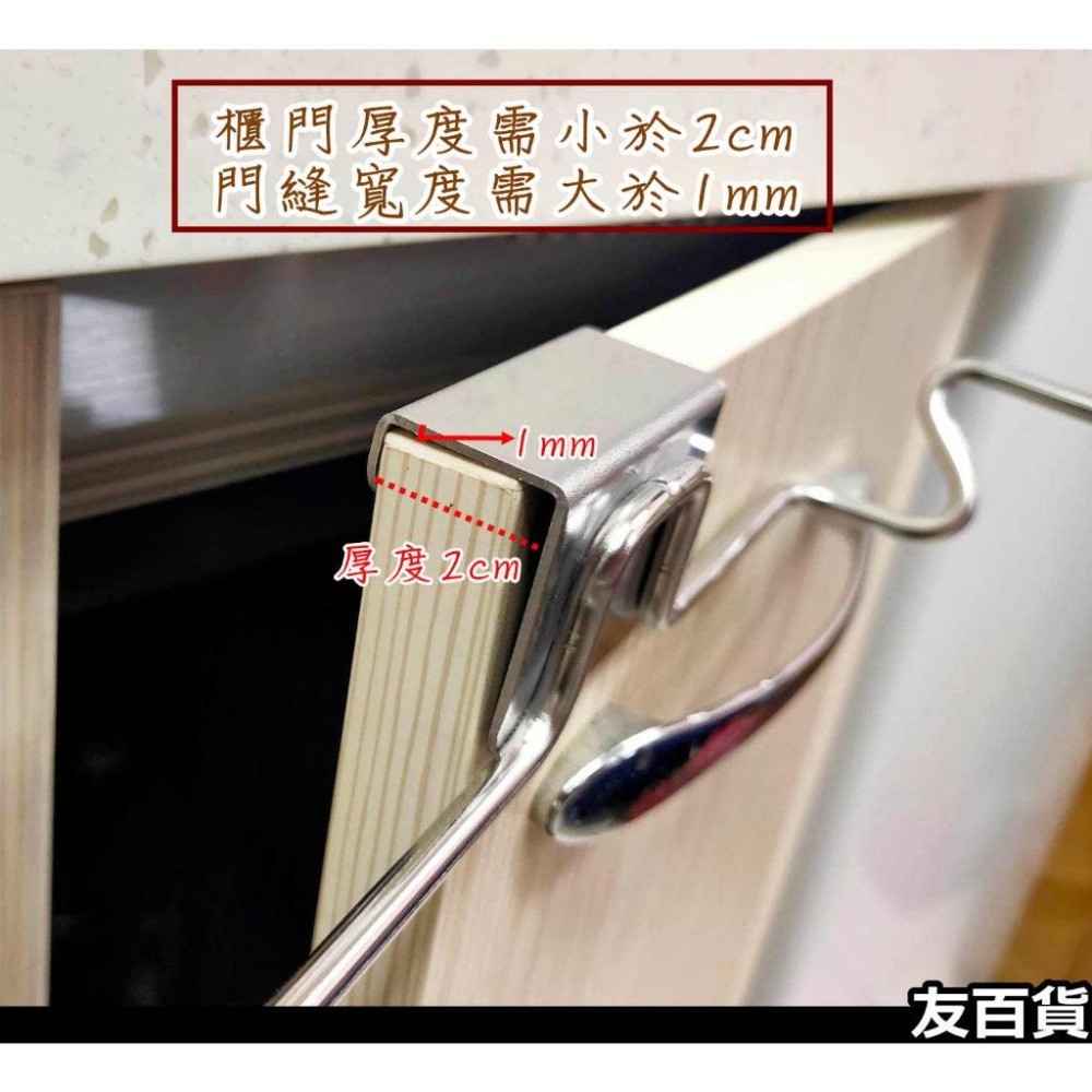 《友百貨》不鏽鋼 流理台垃圾袋掛架 門背式垃圾架不鏽鋼垃圾袋架 廚房抹布架 不鏽鋼毛巾架 門背掛架-細節圖3
