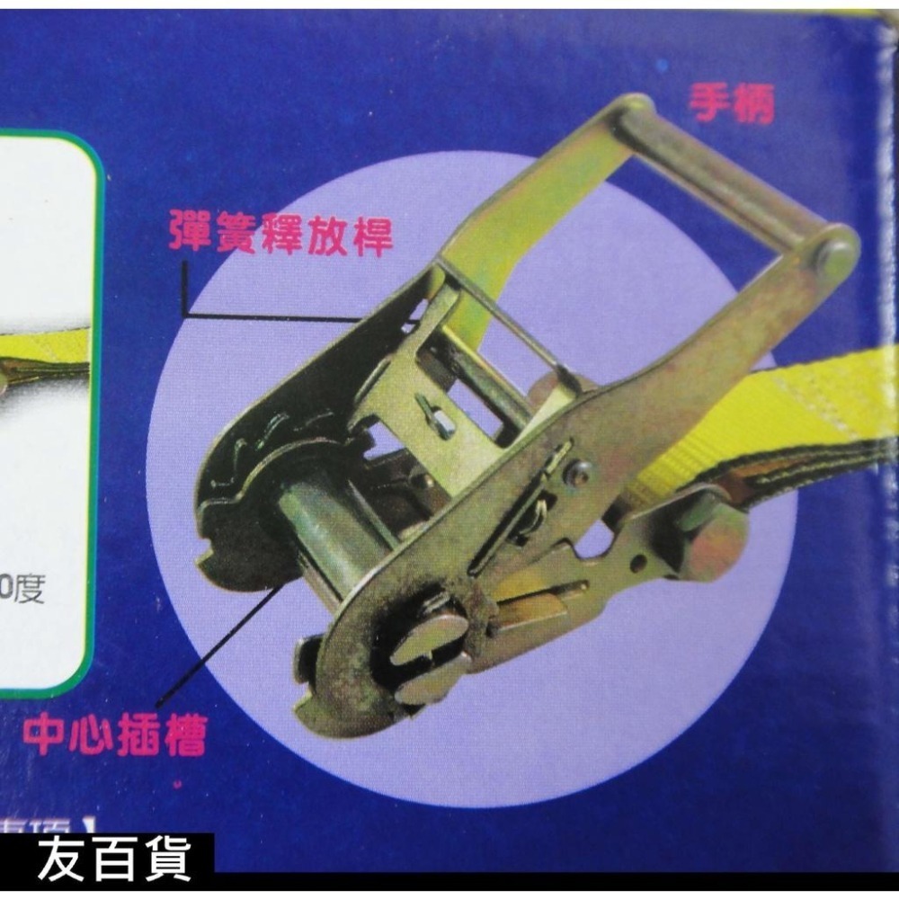 台灣製 神田貨物安全帶 1-1/2”x15尺(2噸) 貨物捆綁帶 車箱捆綁帶 捆帶 貨車帶 貨物繩《友百貨》-細節圖5