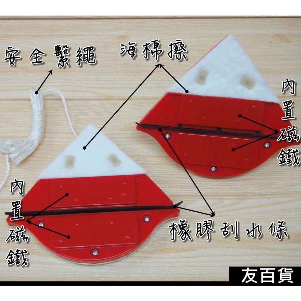 《友百貨》三角形雙面擦窗器 磁性擦窗器 玻璃窗清潔工具 魚缸清潔 玻璃擦-細節圖3