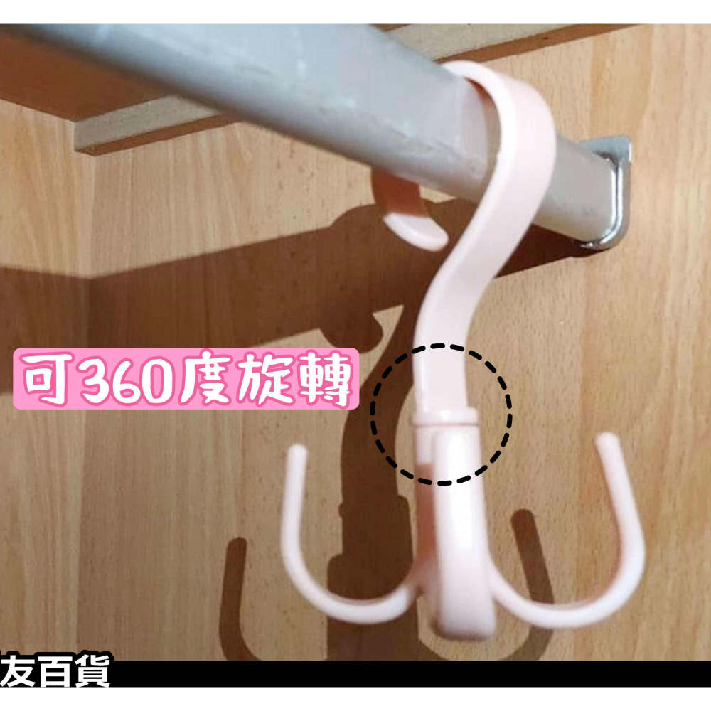 《友百貨》 可旋轉掛架 衣櫥掛勾 懸掛式掛勾 四爪掛勾 衣帽掛勾 衣物掛勾 衣櫃掛勾 居家收納 360度旋轉-細節圖4