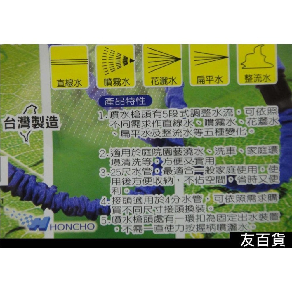 台灣製 神田伸縮水管2.5M (附噴水槍) 庭院水管 園藝水管 洗車水管 花灑 噴水槍頭 1260#《友百貨》-細節圖8