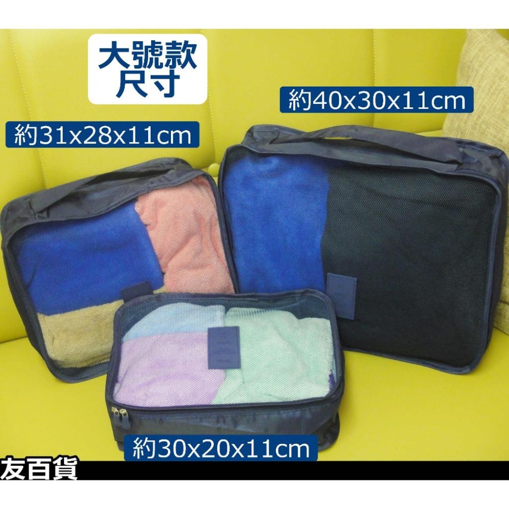 旅行收納六件組 旅行分類袋 收納包 旅行收納 化妝包 盥洗包 衣物袋 旅行包 6件組 行李箱分類袋《友百貨》-細節圖2