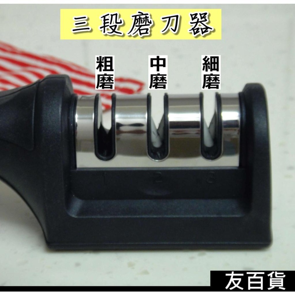 《友百貨》廚房好幫手 三段磨刀器 快速磨刀器 廚房磨刀器 磨刀石 磨刀具 磨刀神器-細節圖2