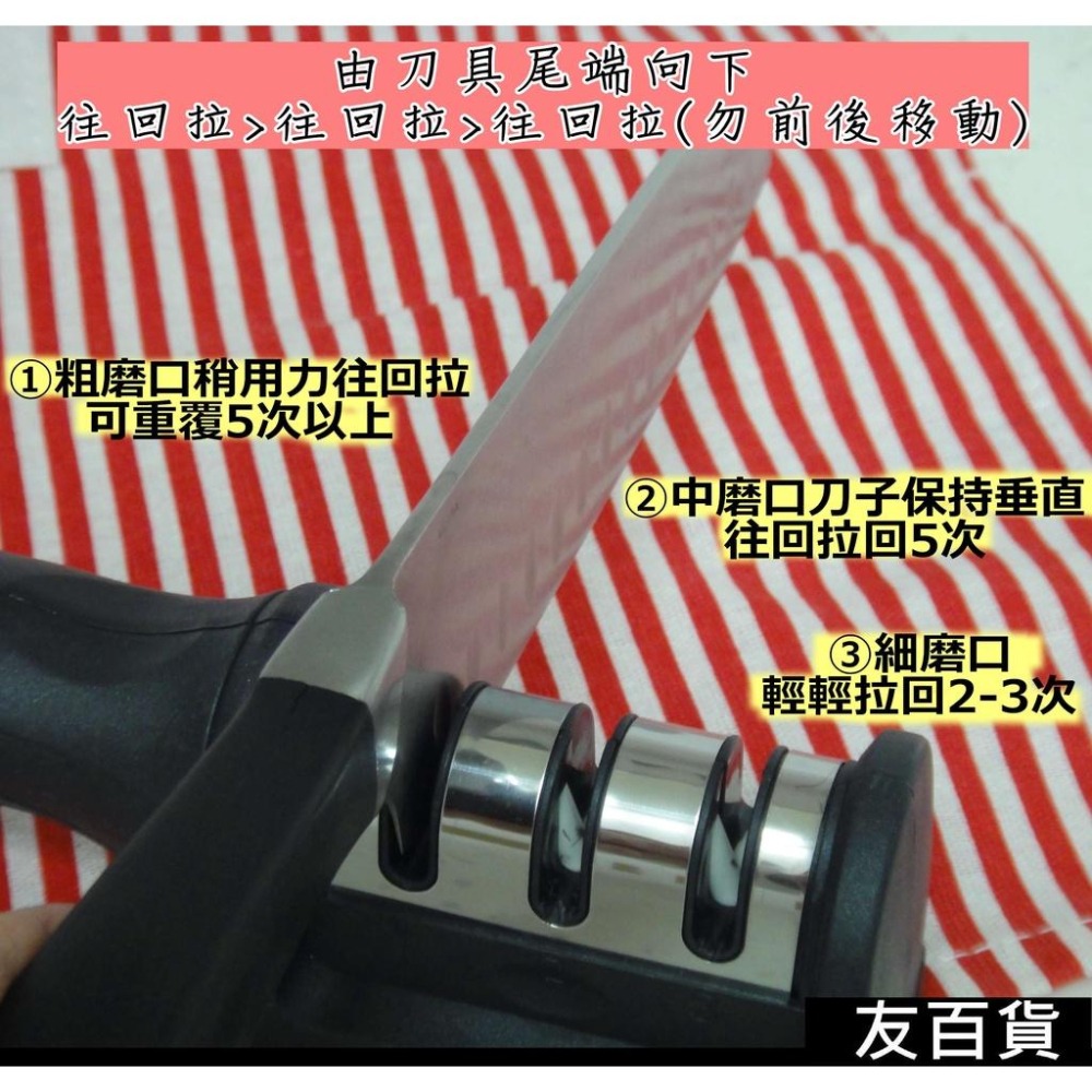 《友百貨》廚房好幫手 三段磨刀器 快速磨刀器 廚房磨刀器 磨刀石 磨刀具 磨刀神器-細節圖6