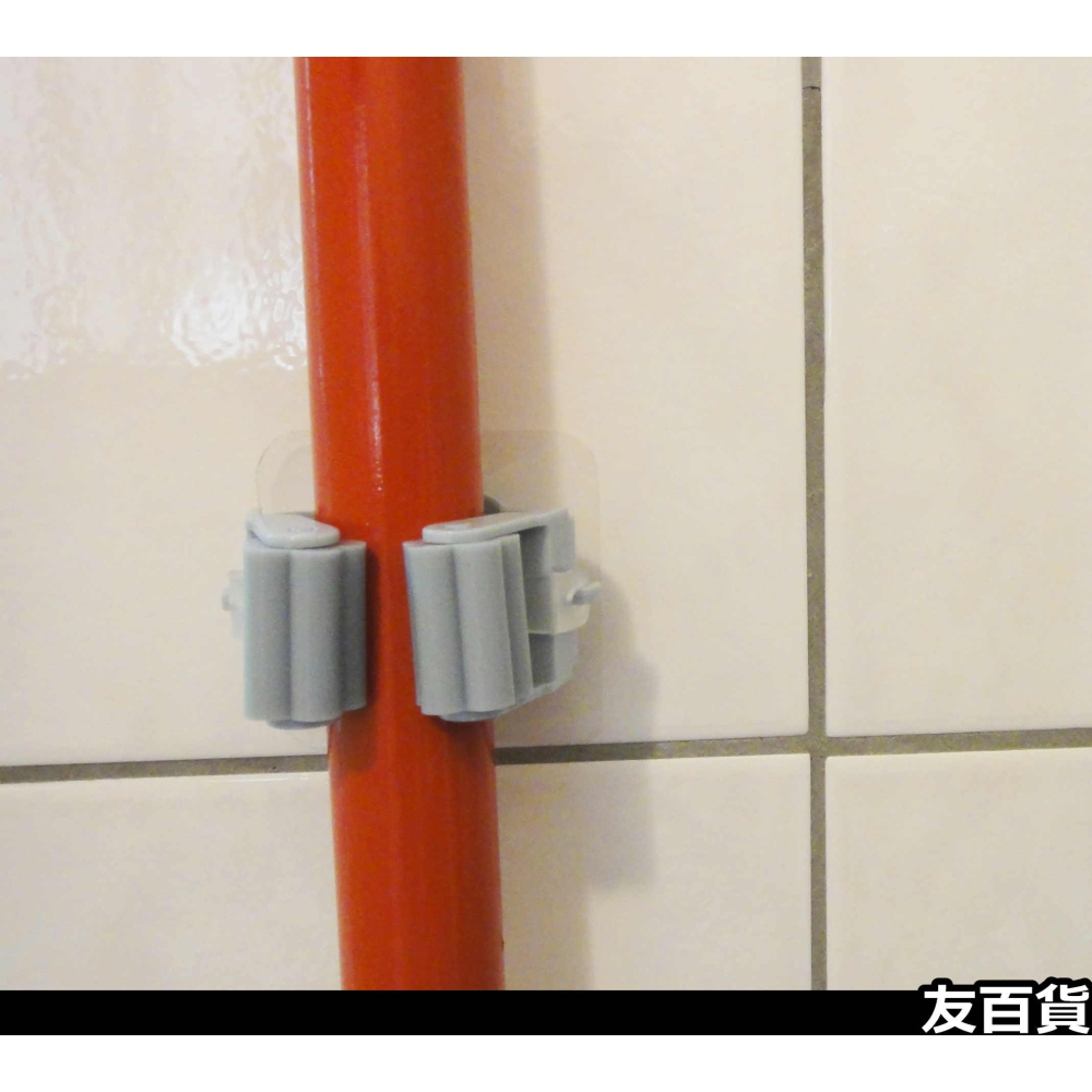 《友百貨》免釘免鑽 無痕拖把掛架 無痕掃具收納 掃具壁掛架 拖把夾 掃把架 雨傘架 居家收納-細節圖5