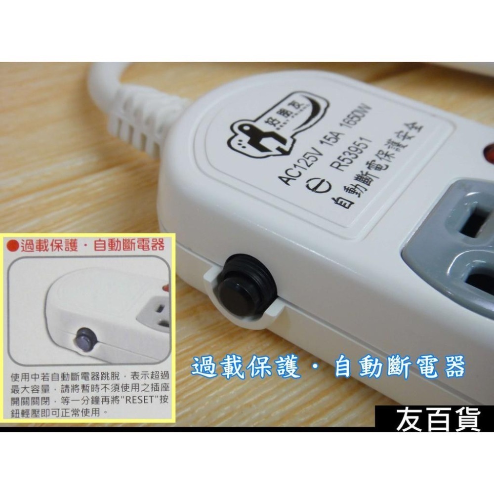 台灣製 4開4插電腦延長線組 過載保護 獨立開關 4孔延長線 延長線插座 電腦延長線 檢驗合格《友百貨》-細節圖2