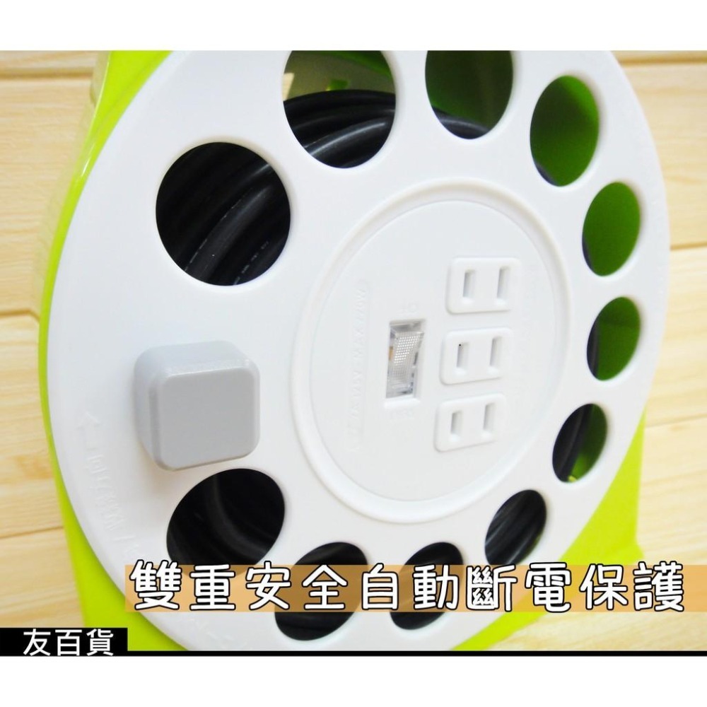 台灣製 成電牌多用途輪座式延長線 50尺 新安規 過載保護 3孔延長線 延長線插座 家用延長線 CT-6132《友百貨》-細節圖4