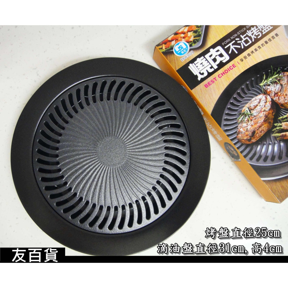 《友百貨》台灣製 SGS檢驗合格 名仕燒肉不沾烤盤 不沾燒烤盤 圓形烤肉盤 圓形烤盤 燒烤鐵盤 中秋烤肉 BW302-細節圖8