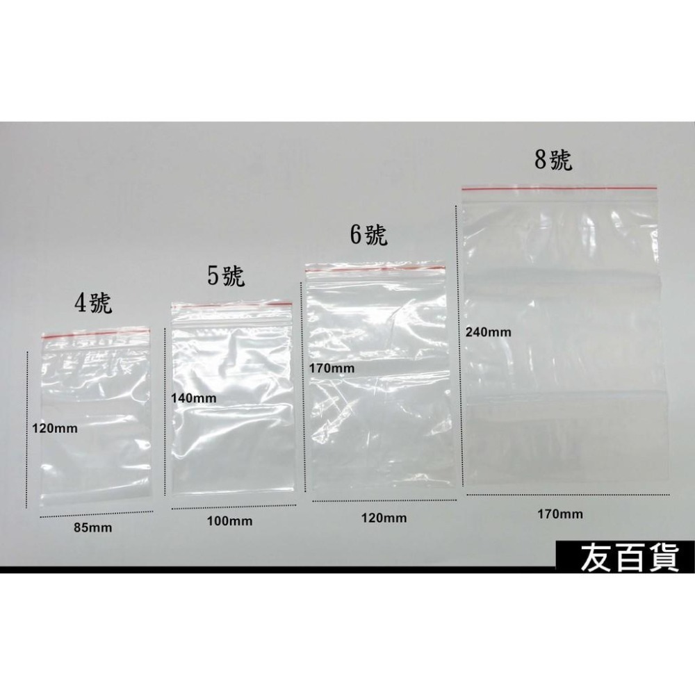 台灣製 JS密封夾鏈袋 夾鏈保鮮袋 4號/5號/6號/8號 密封袋 夾鍊袋 收納袋 拉鏈袋 小物袋《友百貨》-細節圖2