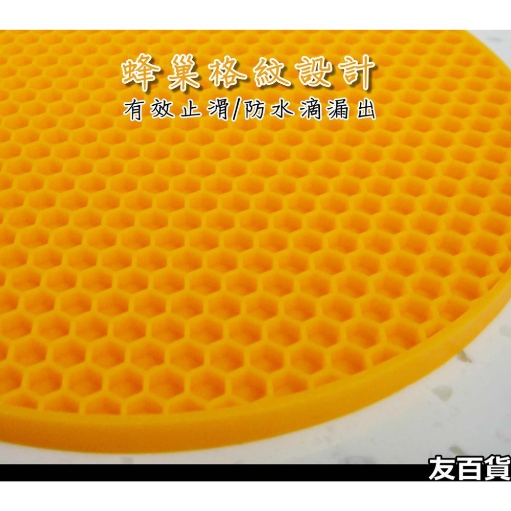 圓形矽膠隔熱墊 矽膠鍋墊 蜂巢隔熱墊 止滑墊 防燙墊 餐墊 桌墊 蜂窩格《友百貨》-細節圖4