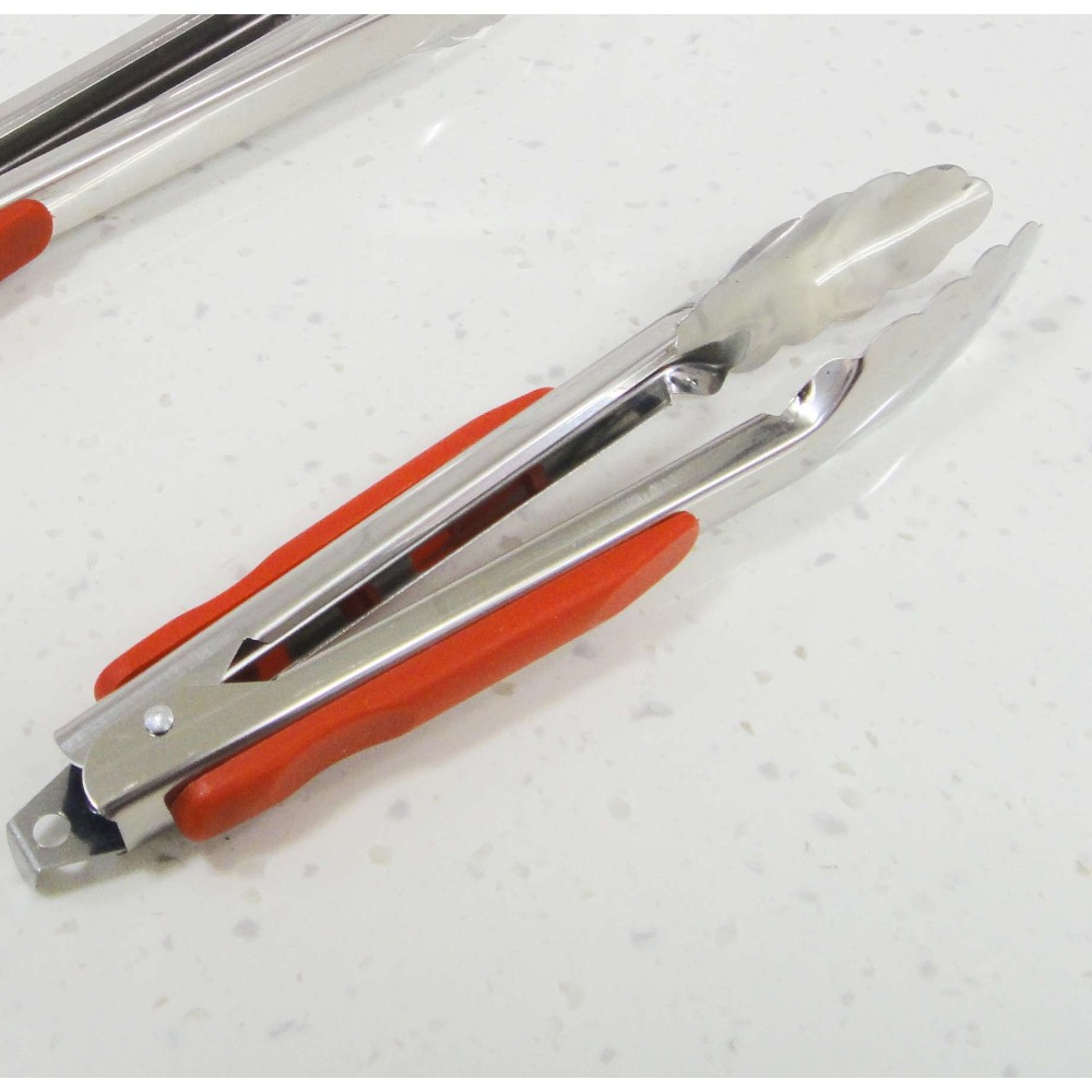 不鏽鋼多功能食品夾 紅柄梅花夾 不鏽鋼梅花夾 不鏽鋼防燙夾 麵包夾 烤肉夾 牛排夾 披隡夾 夾子《友百貨》-規格圖6