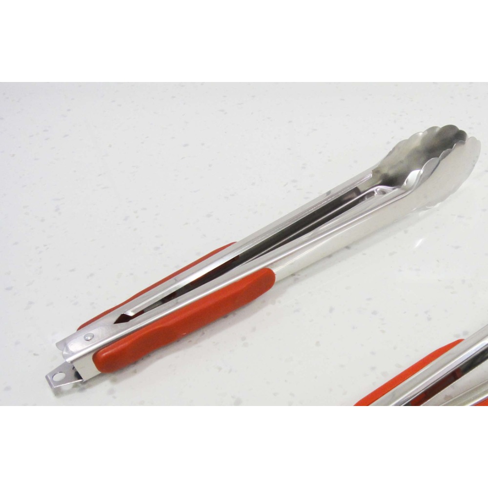 不鏽鋼多功能食品夾 紅柄梅花夾 不鏽鋼梅花夾 不鏽鋼防燙夾 麵包夾 烤肉夾 牛排夾 披隡夾 夾子《友百貨》-規格圖6
