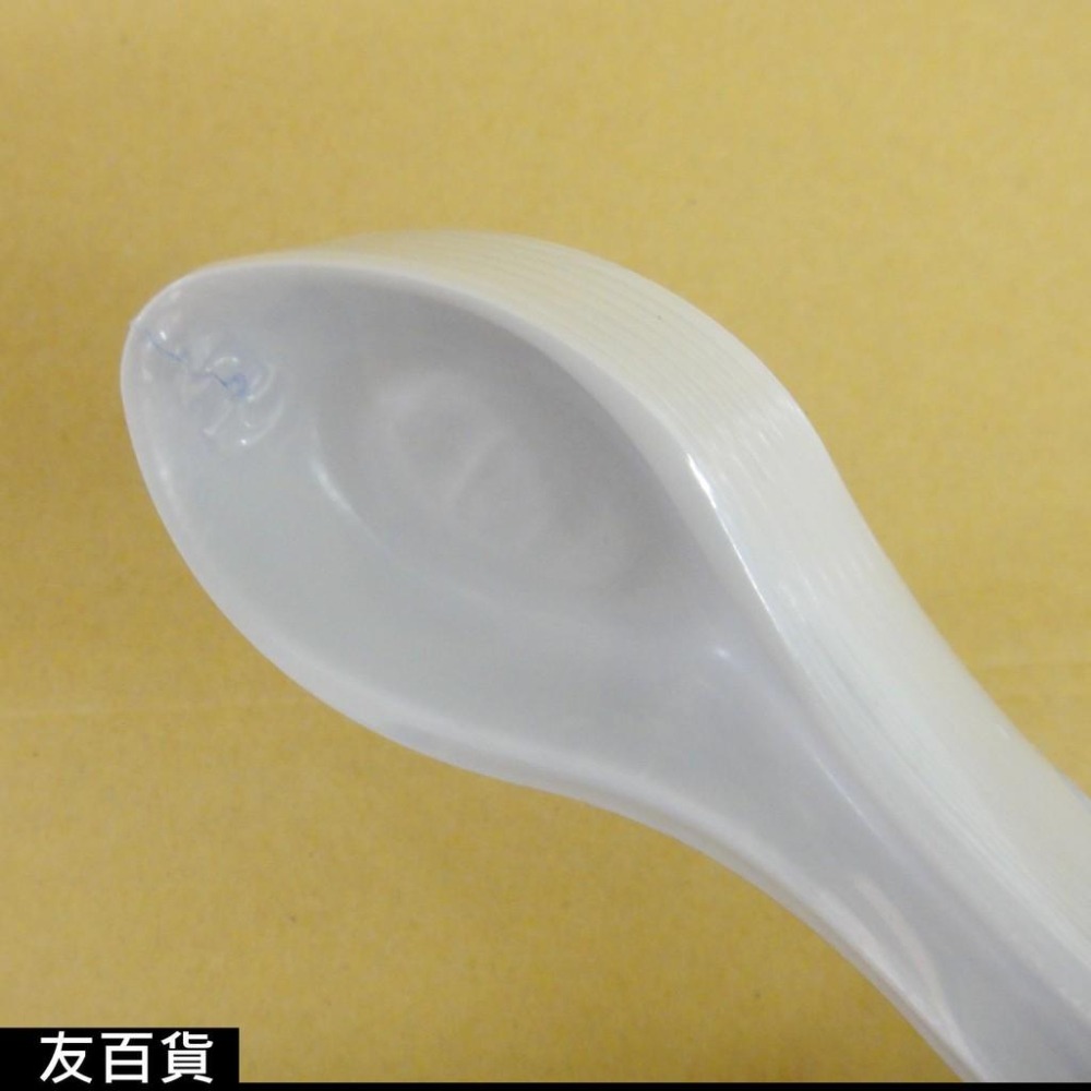 《友百貨》台灣製 彎形免洗湯匙(25入±5) 白色塑膠湯匙 拋棄式湯匙 外帶湯匙 中式湯匙 一次性餐具-細節圖3