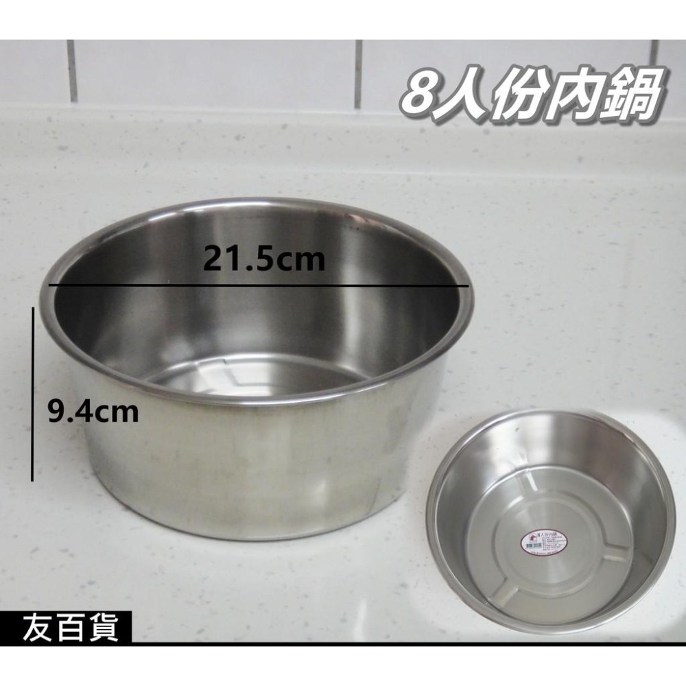 台灣製 紅馬304不鏽鋼內鍋 多種規格 湯鍋 萬用鍋 燉鍋 萬能鍋 電鍋內鍋 紅馬內鍋《友百貨》-細節圖7