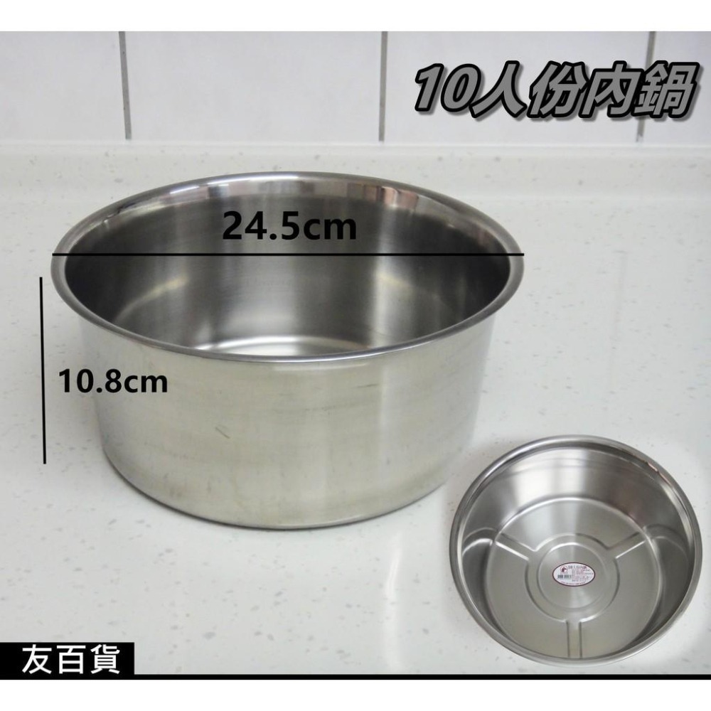 台灣製 紅馬304不鏽鋼內鍋 多種規格 湯鍋 萬用鍋 燉鍋 萬能鍋 電鍋內鍋 紅馬內鍋《友百貨》-細節圖8