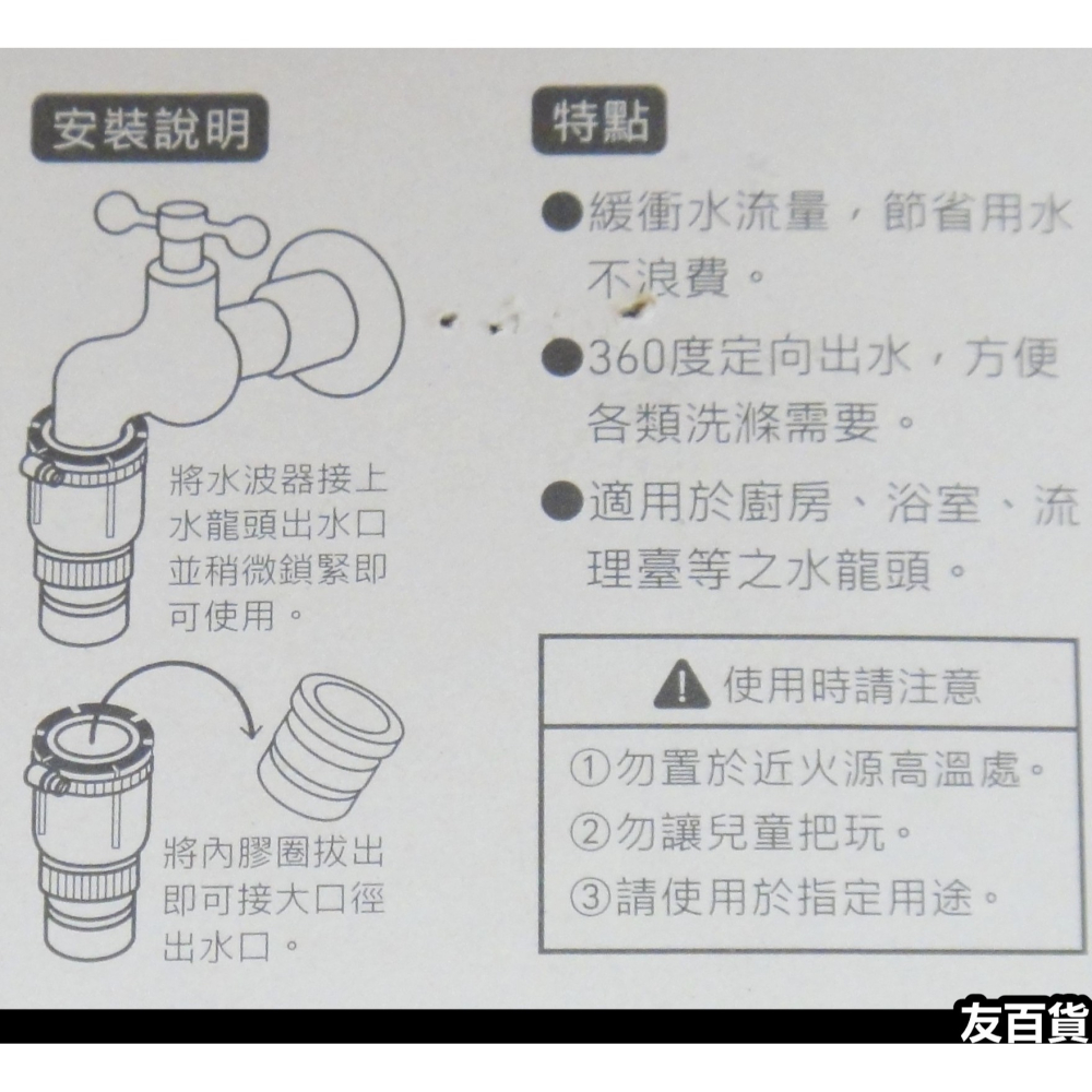 台灣製 水龍頭單節水波器 360度水波器 導水管 濾水頭 省水器 水龍頭 CN0495 優的生活大師 《友百貨》-細節圖5