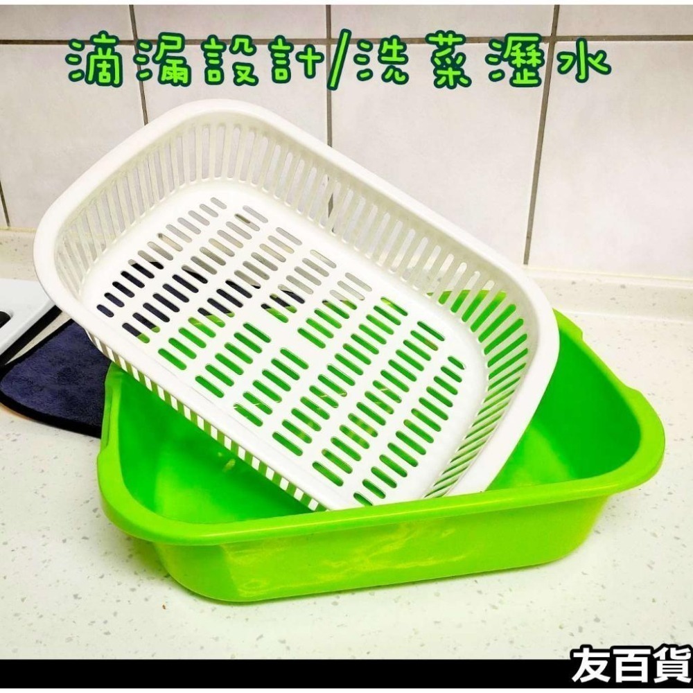 大/小可愛雙層滴水盆 瀝水籃 雙層洗菜籃 蔬果籃 收納籃 置物籃 滴水籃 廚房收納《友百貨》-細節圖4
