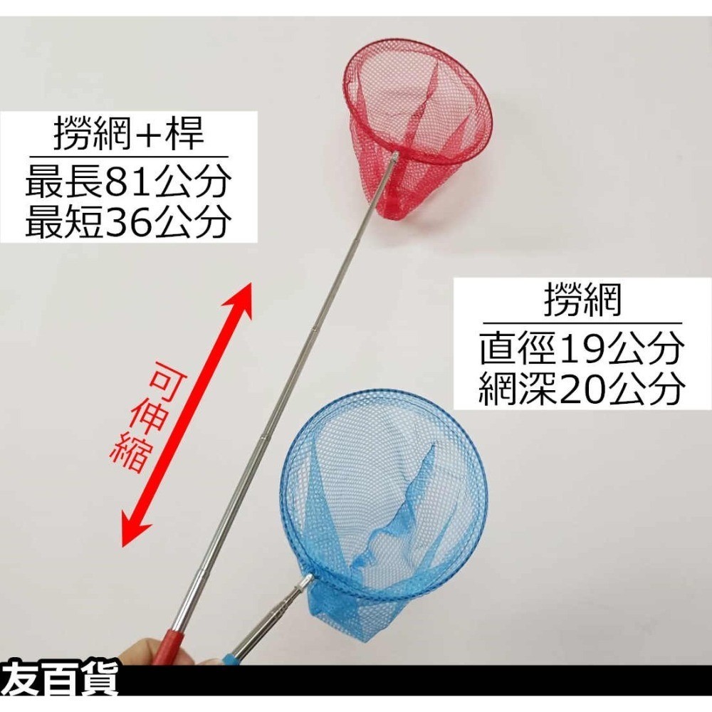 伸縮撈魚網 不鏽鋼捕捉網 5節伸縮 伸縮昆蟲網 捕蝦網 蝴蝶網 捕蟲網 伸縮魚網《友百貨》-細節圖3