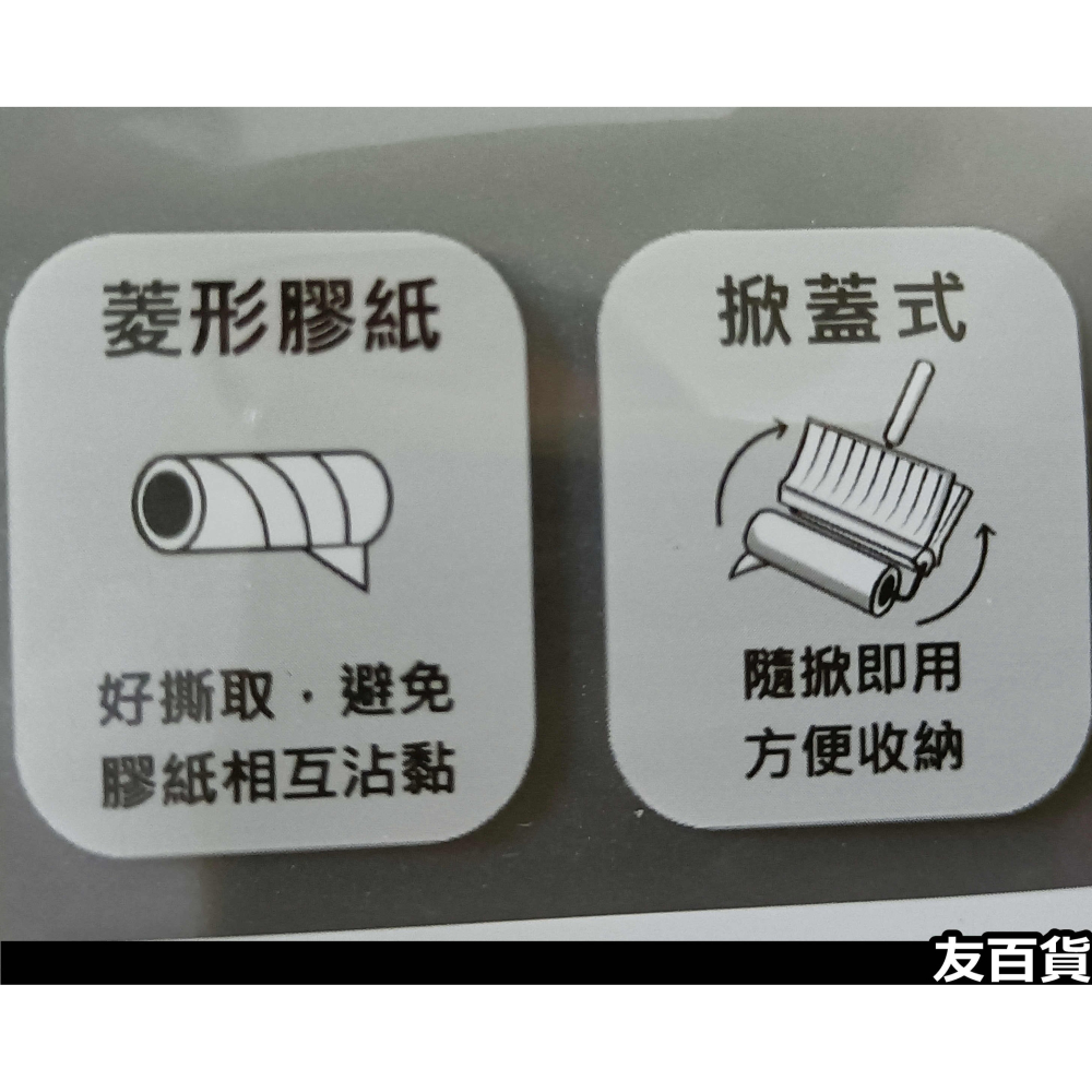《友百貨》百研 膠黏拖把60周 掀蓋式短柄 膠黏滾筒刷 除塵膠黏 膠黏刷 短柄滾筒黏膠刷 黏毛刷 除塵滾輪 C9919A-細節圖4