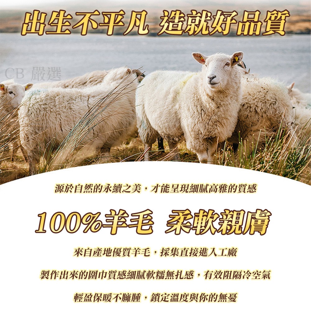 100%羊毛材質 羊毛圍巾-細節圖5