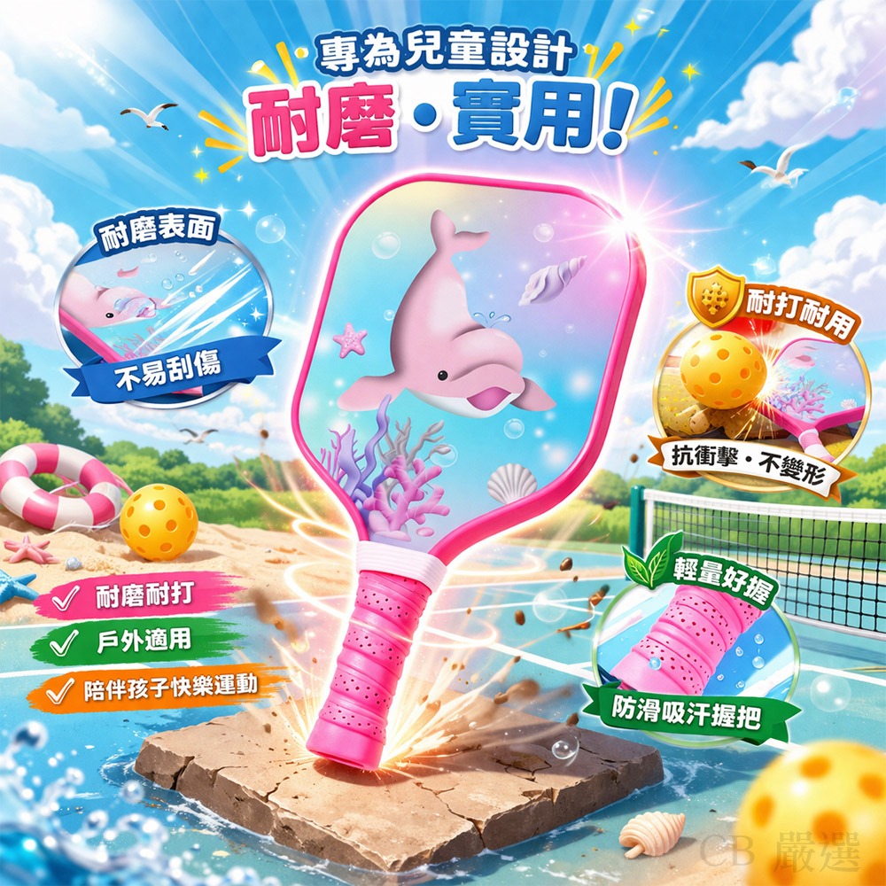 【隔日到 多款式】兒童匹克球拍 匹克球拍 匹克球 皮克球 匹克球球拍 Pickleball 玻璃纖維 板羽球 板羽球拍-細節圖2