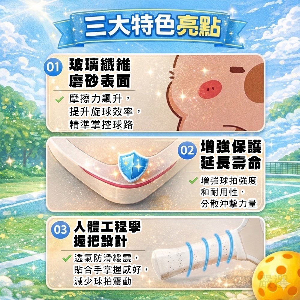 【隔日到 多款式】兒童匹克球拍 匹克球拍 匹克球 皮克球 匹克球球拍 Pickleball 玻璃纖維 板羽球 板羽球拍-細節圖7