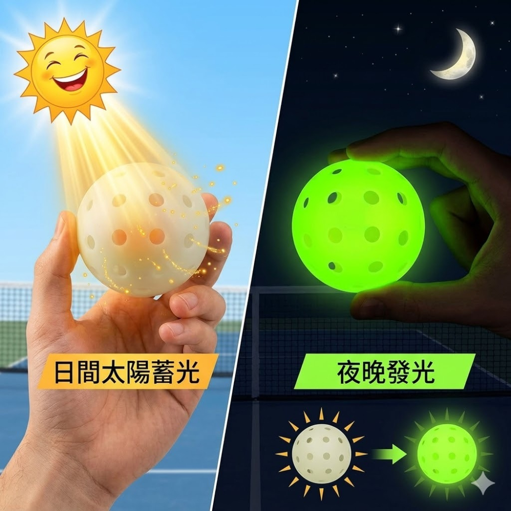 【夜光款】Pickleball 40孔專業匹克球 匹克球 皮克球 40孔球 室外球 室內球 高彈耐打 飛行穩定-細節圖2