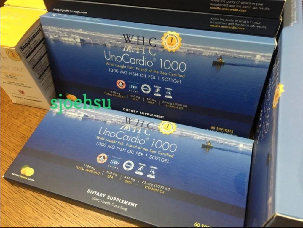 WHC UnoCardio 1000 + Vitamin D魚油Omega3 [IFOS五顆星、Labdoor第一名] WHC