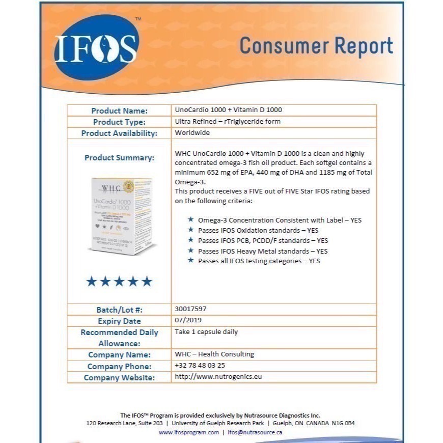 WHC UnoCardio 1000 + Vitamin D魚油Omega-3 [IFOS五顆星、Labdoor第一名]-細節圖5