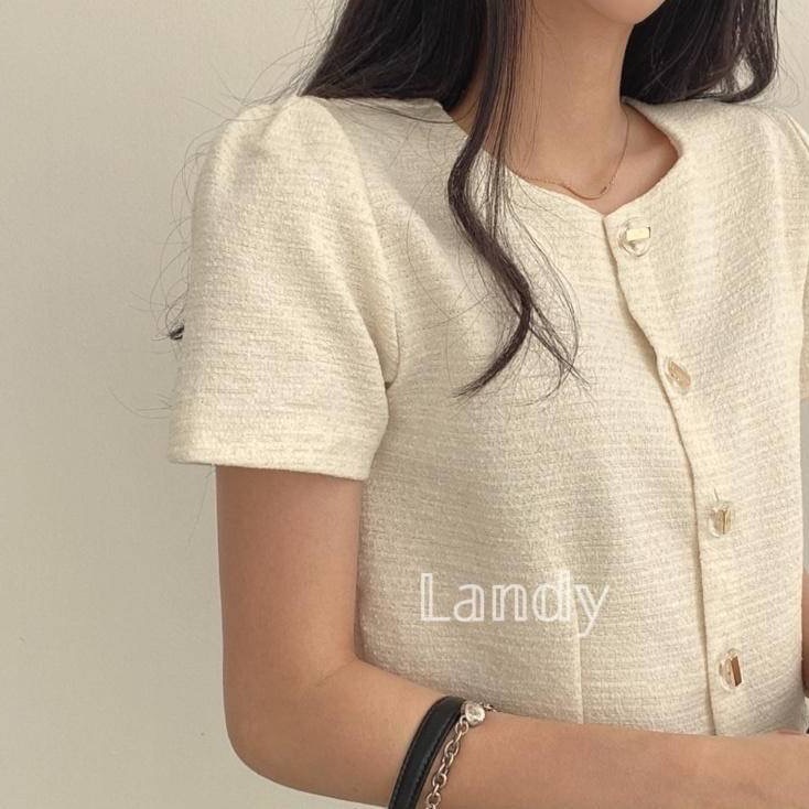 ღ 𝕃𝕒𝕟𝕕𝕪 ღ ｛預購｝韓系超火小香風 短款上衣女装 夏季新款衣服 復古風小香風-細節圖5