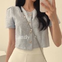 ღ 𝕃𝕒𝕟𝕕𝕪 ღ ｛預購｝韓系超火小香風 短款上衣女装 夏季新款衣服 復古風小香風-規格圖11