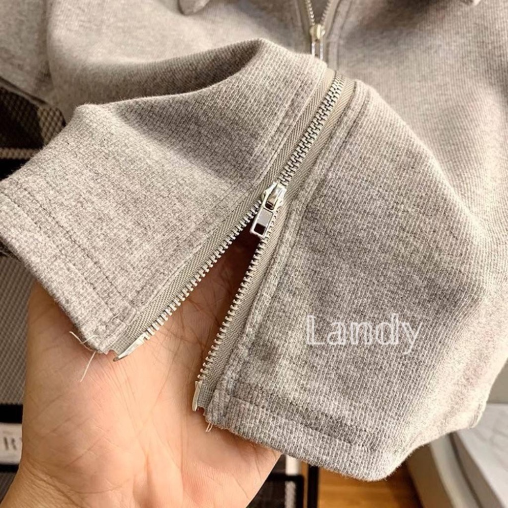 ღ 𝕃𝕒𝕟𝕕𝕪 ღ ｛預購｝純欲辣妹短袖正肩t恤女夏季修身雙拉鍊設計polo衫顯瘦短款上衣潮-細節圖6