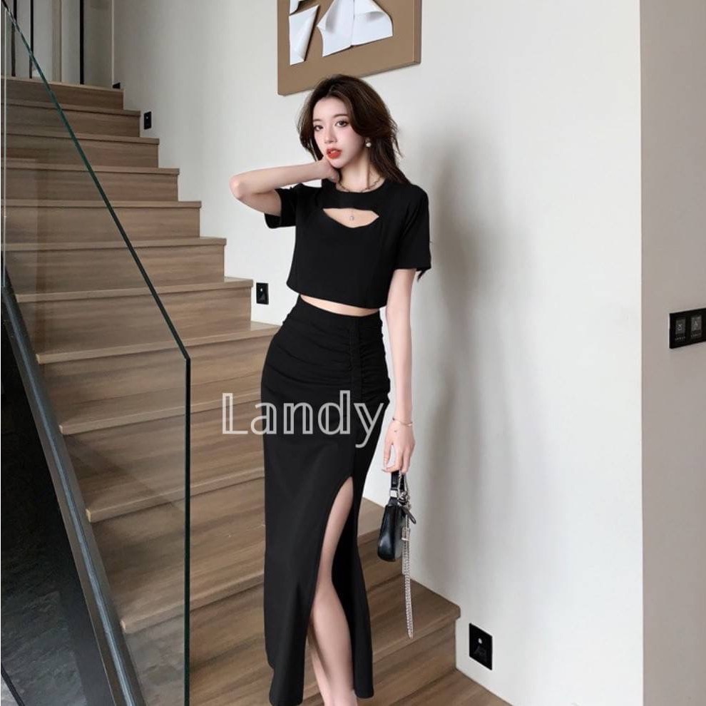 ღ 𝕃𝕒𝕟𝕕𝕪 ღ ｛現+預購｝減齡時尚套裝 小眾設計感修身包臀 性感網紅女神 兩件套裝裙夏-細節圖7