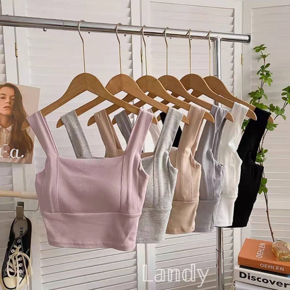 ღ 𝕃𝕒𝕟𝕕𝕪 ღ ｛現+預購｝外穿無袖運動瑜伽背心女夏季 韓版休閒百搭純色吊帶上衣 基底衣上衣背心 熱賣款-細節圖2