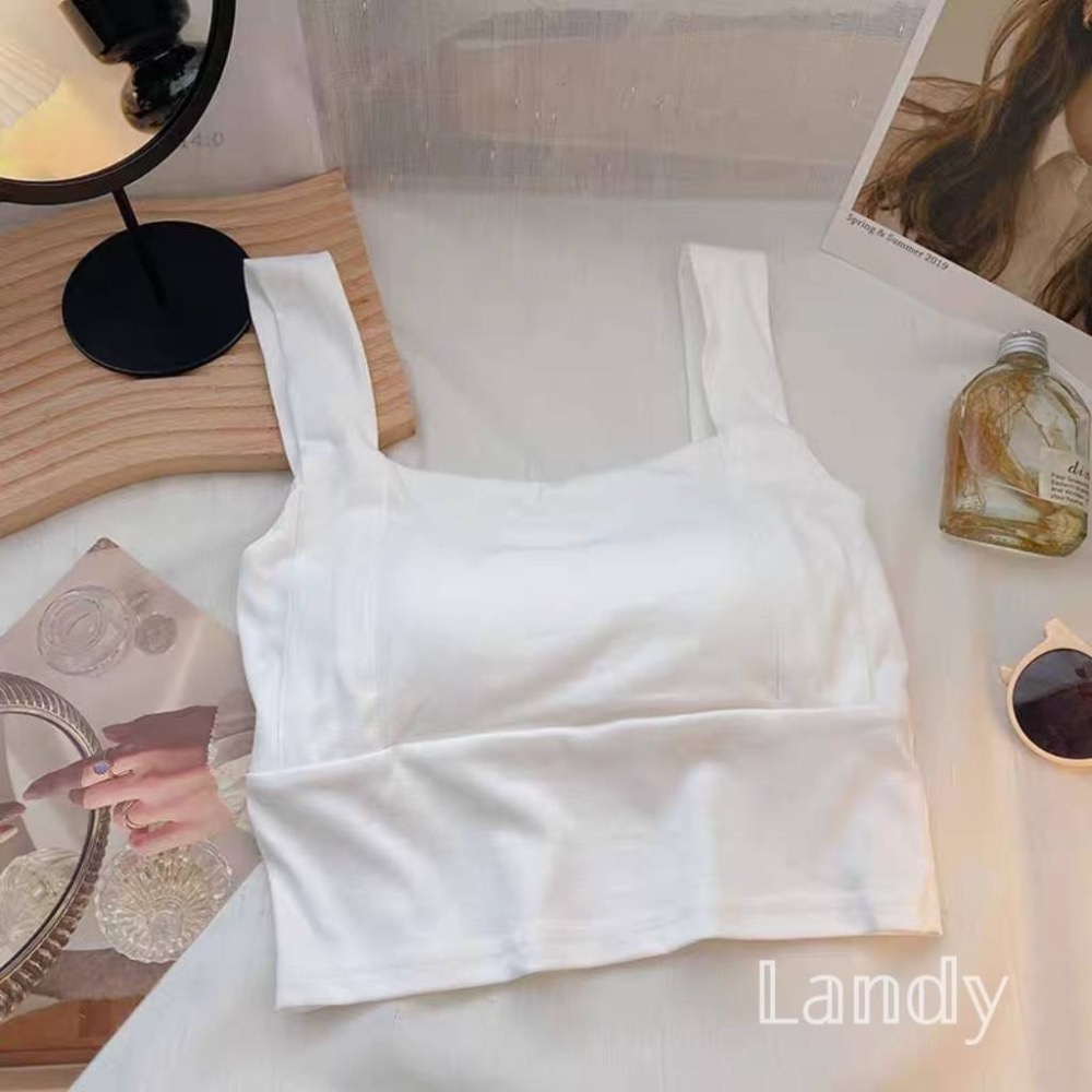 ღ 𝕃𝕒𝕟𝕕𝕪 ღ ｛現+預購｝外穿無袖運動瑜伽背心女夏季 韓版休閒百搭純色吊帶上衣 基底衣上衣背心 熱賣款-細節圖5