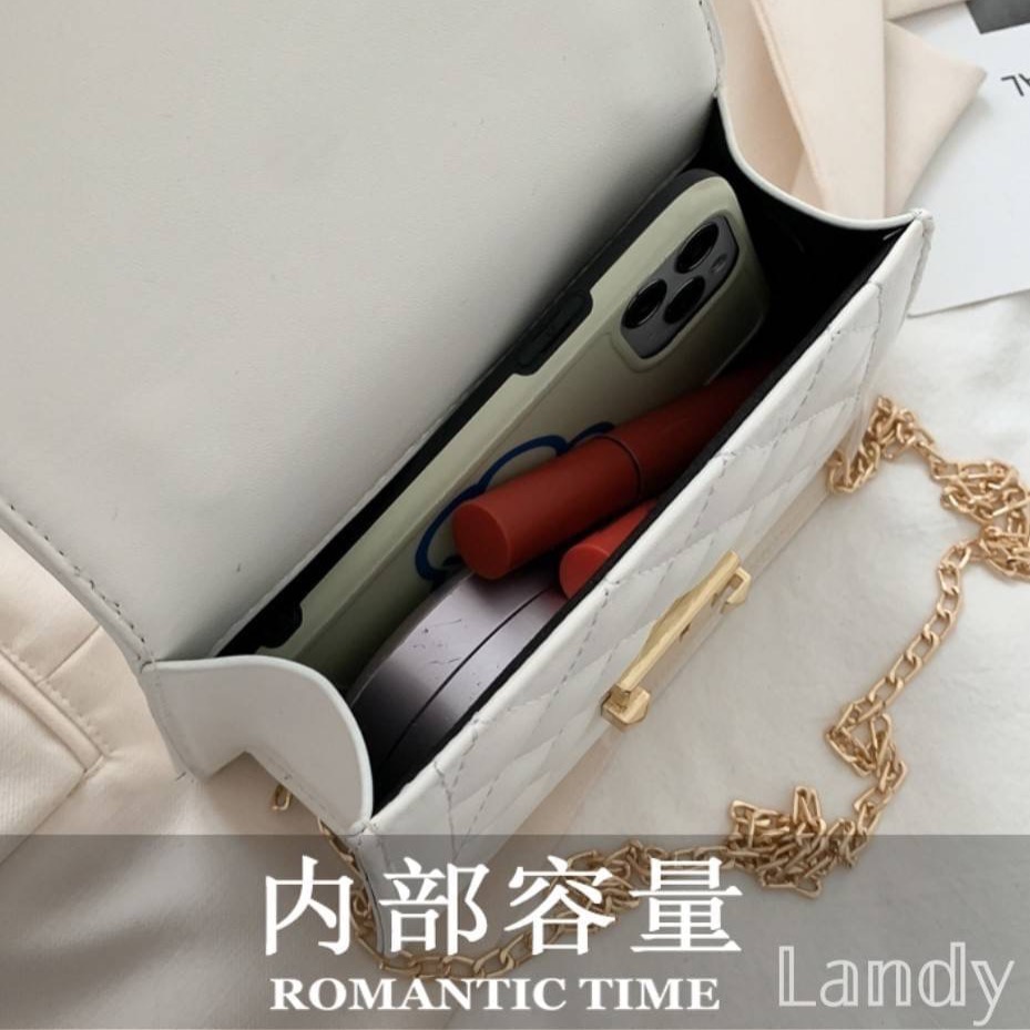 ღ 𝕃𝕒𝕟𝕕𝕪 ღ ｛現+預購｝夏季百搭女包包2023流行新款潮流 時尚金鏈條斜肩手提小方包-細節圖8