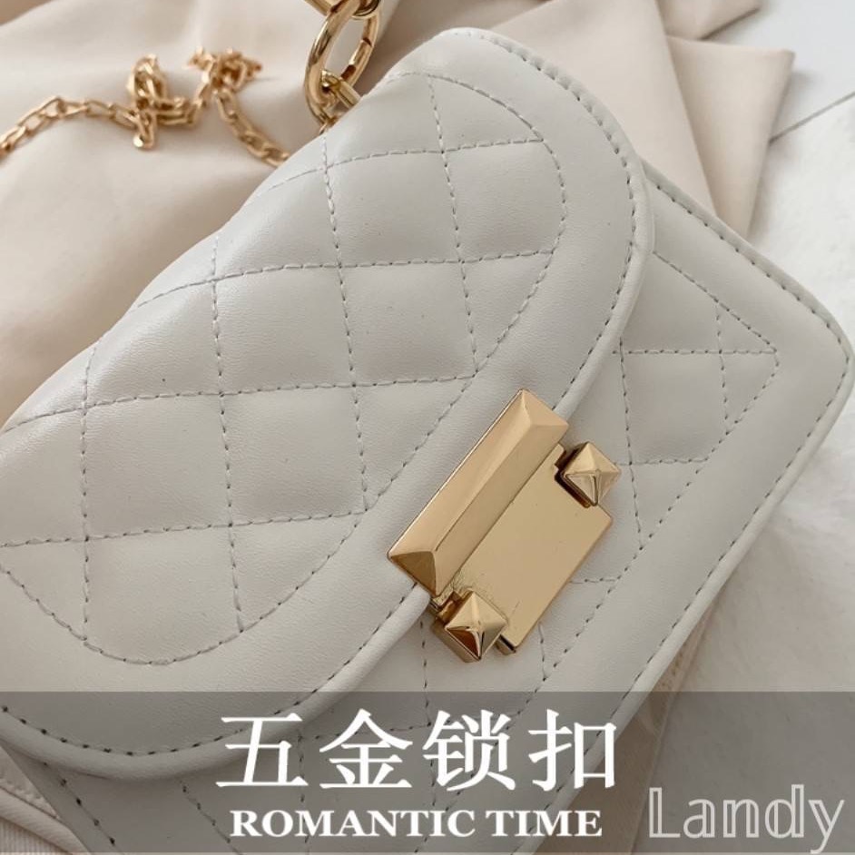 ღ 𝕃𝕒𝕟𝕕𝕪 ღ ｛現+預購｝夏季百搭女包包2023流行新款潮流 時尚金鏈條斜肩手提小方包-細節圖10