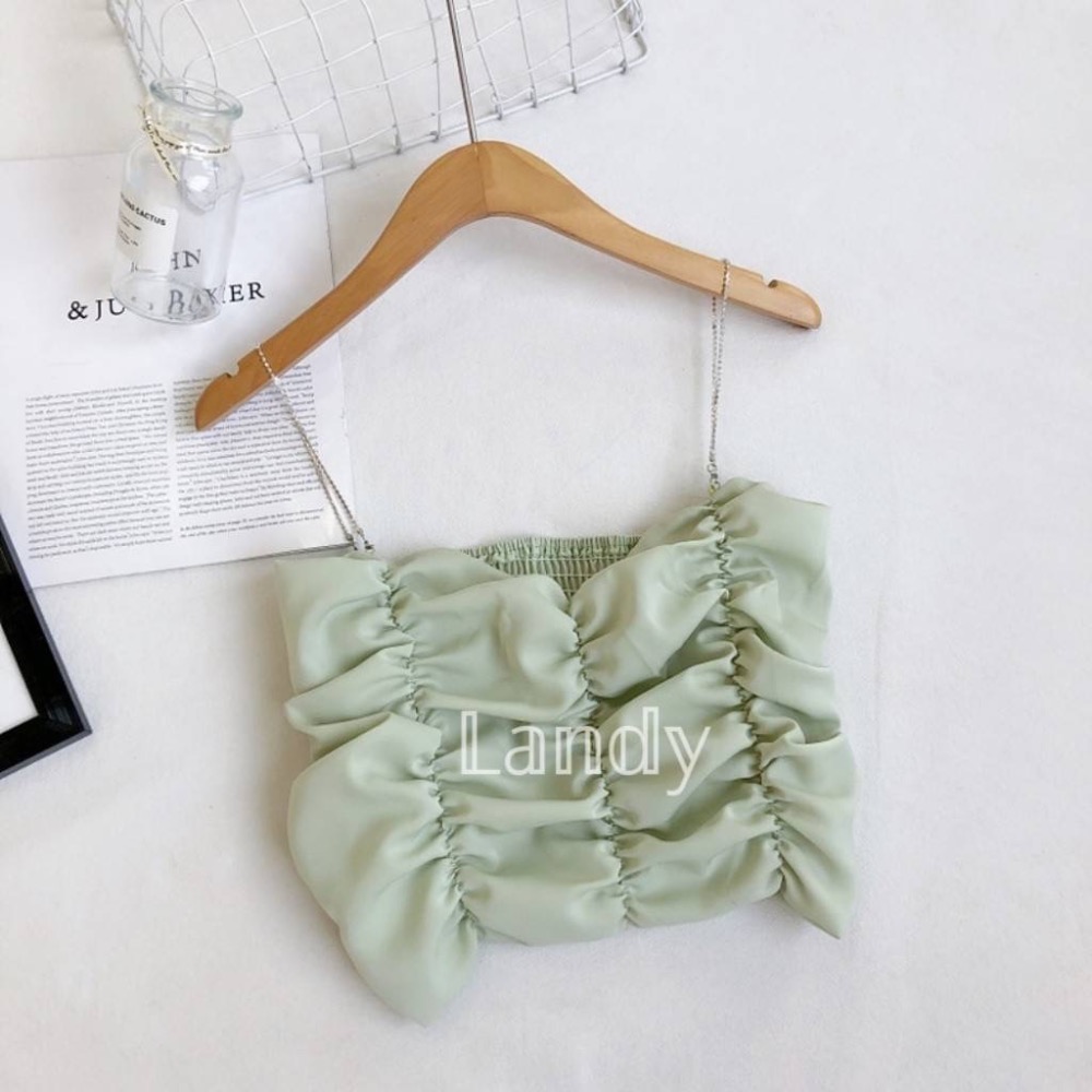 ღ 𝕃𝕒𝕟𝕕𝕪 ღ ｛現貨｝#063 性感吊帶抹胸上衣 夏季新款性感百搭露肩背心 性感美背背心-細節圖5