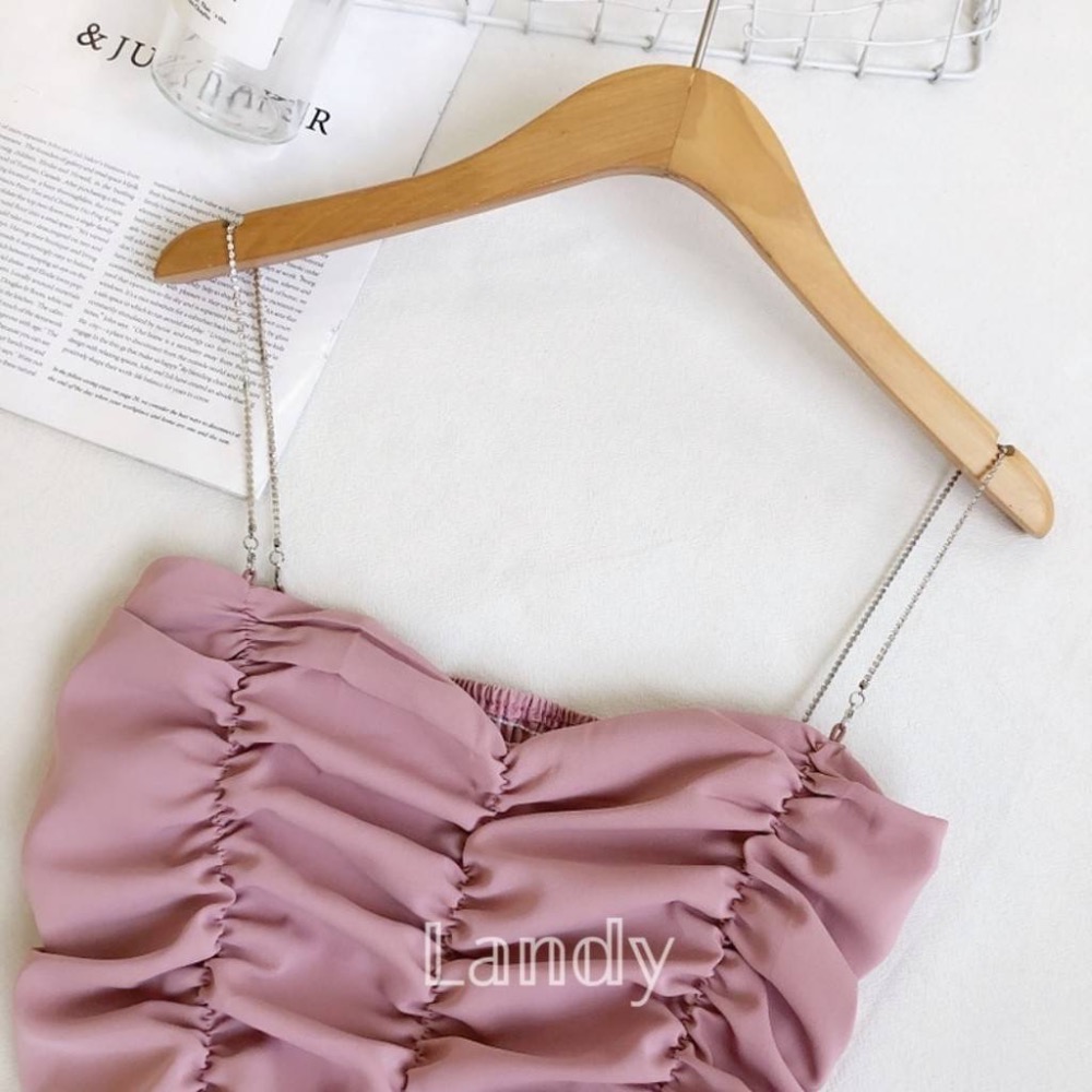 ღ 𝕃𝕒𝕟𝕕𝕪 ღ ｛現貨｝#063 性感吊帶抹胸上衣 夏季新款性感百搭露肩背心 性感美背背心-細節圖6