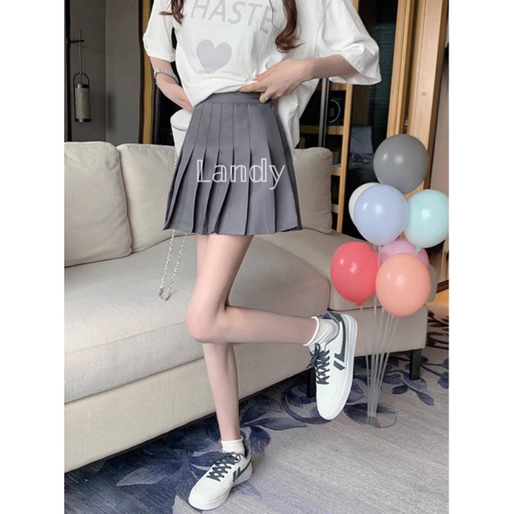 ღ 𝕃𝕒𝕟𝕕𝕪 ღ ｛現貨｝#073 高腰百褶A字裙 高腰顯瘦甜美純慾風 白色短裙子 流行學院風-細節圖5