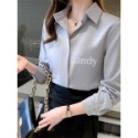 ღ 𝕃𝕒𝕟𝕕𝕪 ღ ｛預購｝#104 秋季新款雪纺襯衫女 簡約通勤氣質襯衫 長袖緞面上衣-規格圖5