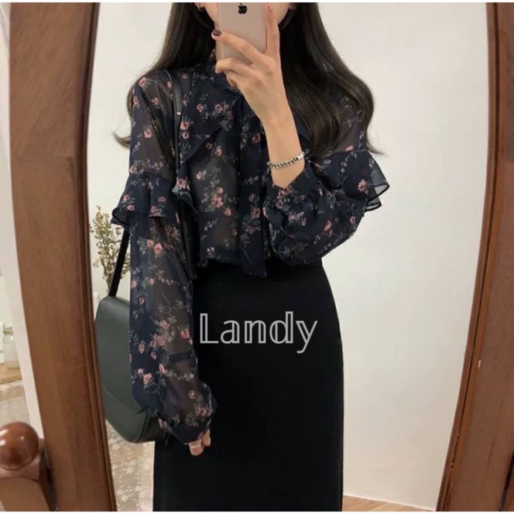 ღ 𝕃𝕒𝕟𝕕𝕪 ღ ｛預購｝#106 韓國復古 高腰顯瘦a字 半身裙 2023秋冬新款 開衩包臀裙中長款-細節圖5