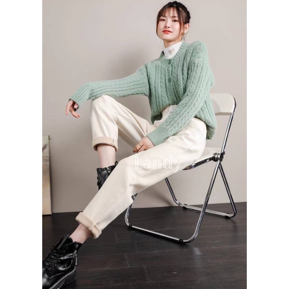 ღ 𝕃𝕒𝕟𝕕𝕪 ღ ｛現+預購｝#164 加絨加厚牛仔褲冬季必備 2023新款高腰顯瘦直筒褲 材質很好-細節圖10