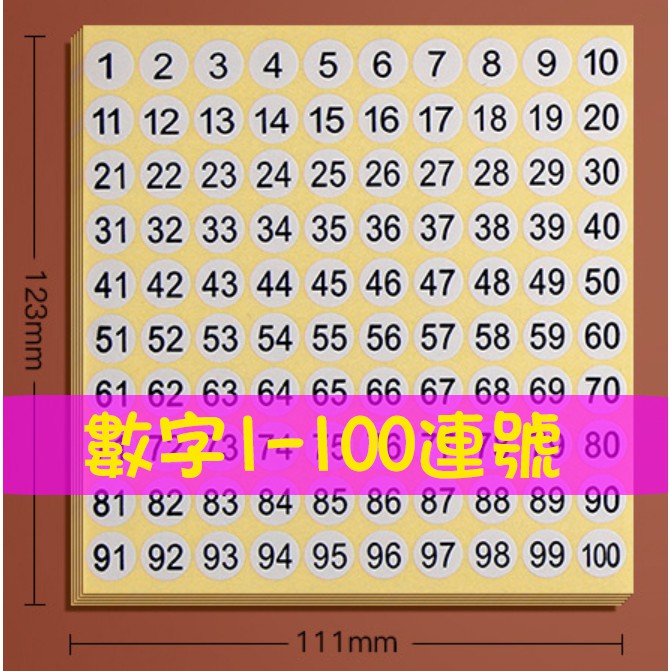 貼紙 數字貼紙 數字標籤貼紙 (51-60號)不乾膠 號碼貼 數字標籤易撕取 分類 辦公用品【雀雀不是胖】-細節圖2